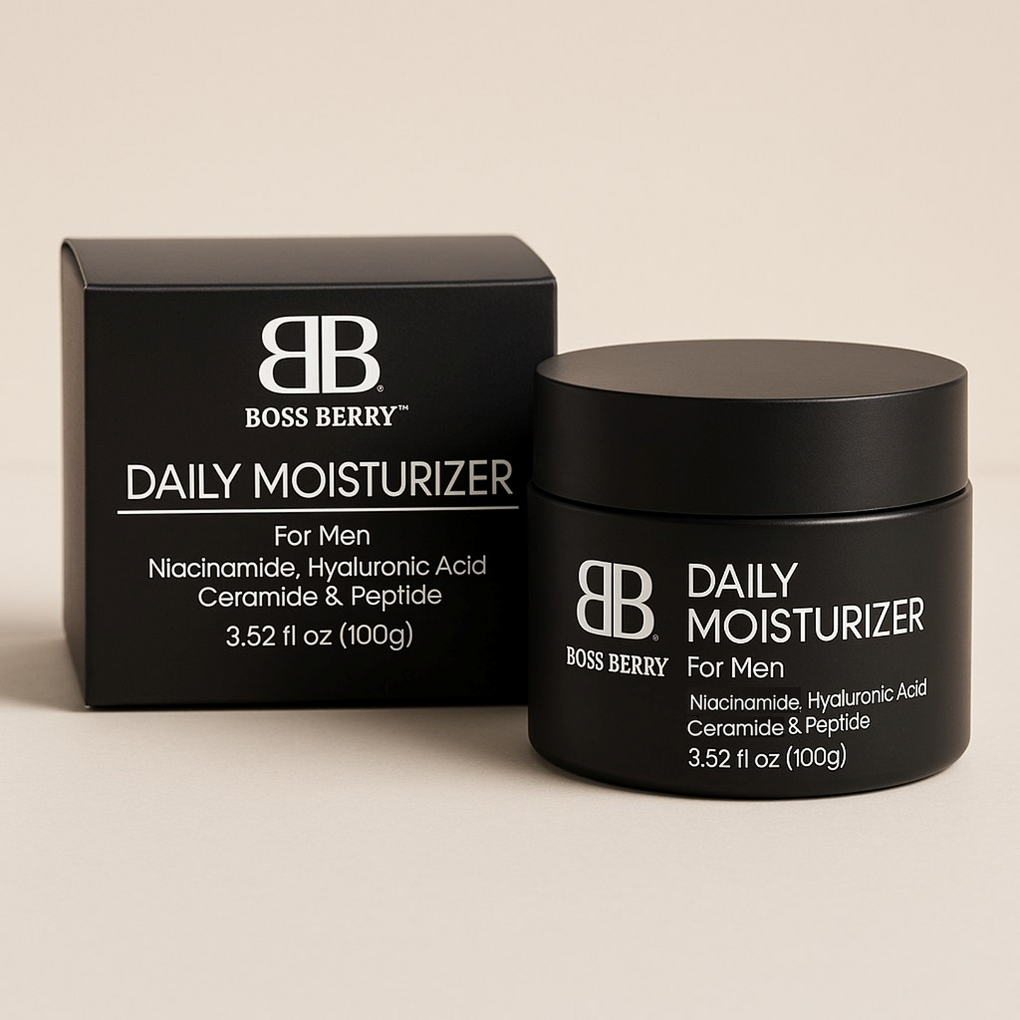 Best Luxury Facial Cleanser for Men with packaging on a beige