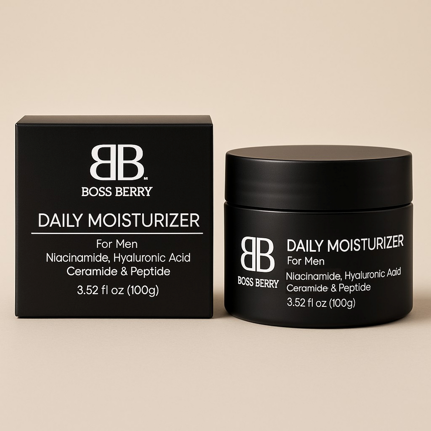 Best Luxury Facial Moisturizer for men, Front Of Pack | BOSS BERRY