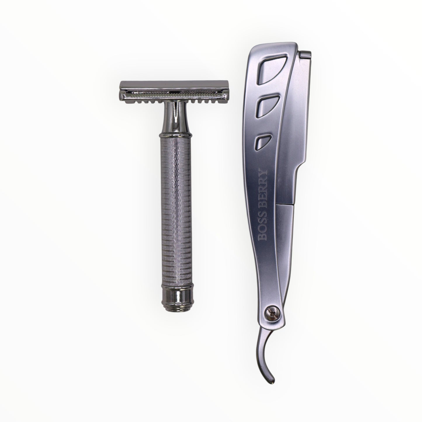 Best Luxury Shaving Razors, Brushed Silver Metallic Combo | BOSS BERRY