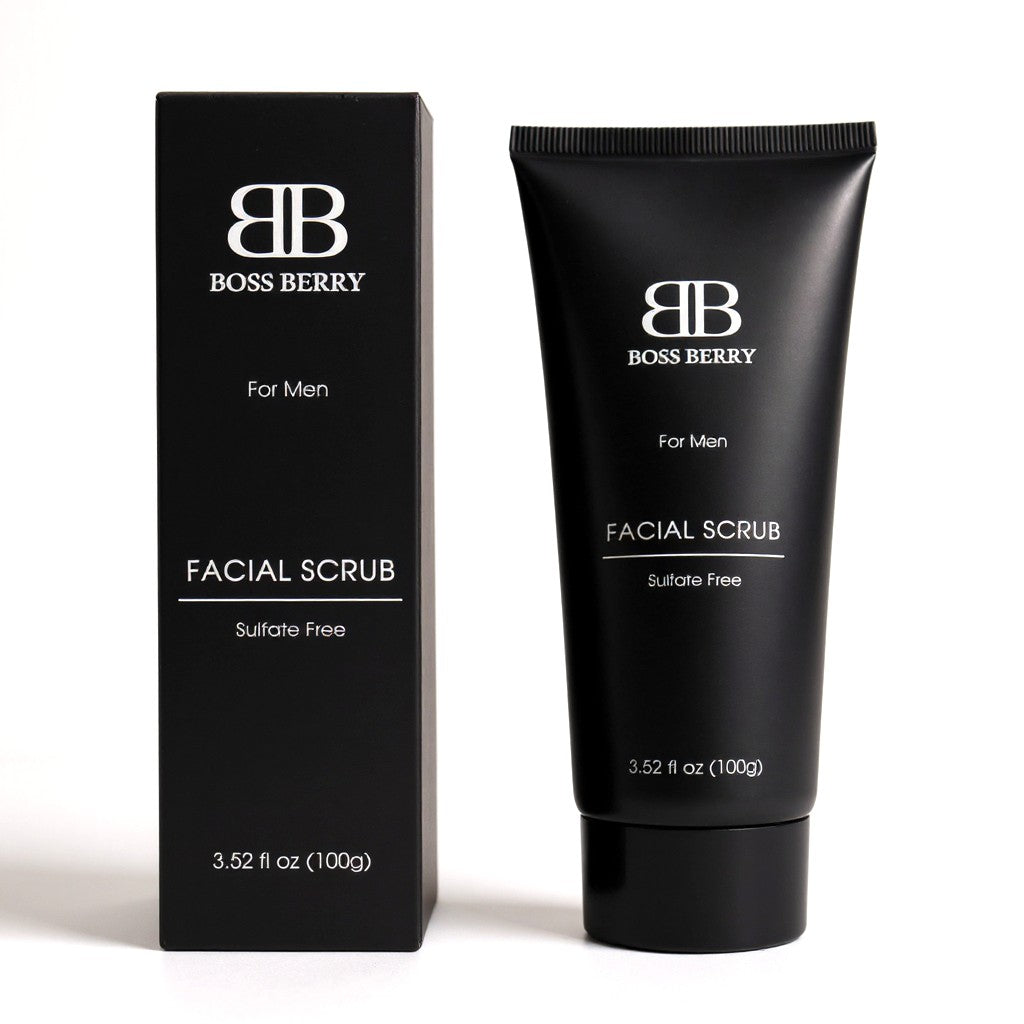 Best Luxury Facial Scrub for Men, Front of Pack | BOSS BERRY