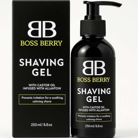 Best Luxury Shaving Gel for Men front of pack | BOSS BERRY