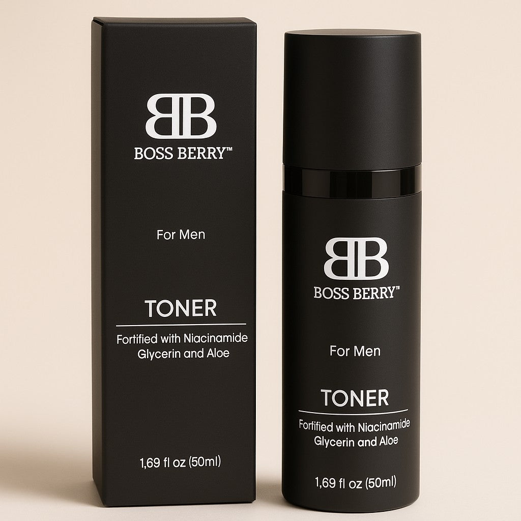 Best Luxury Facial Toner for Men | BOSS BERRY, Front of Pack