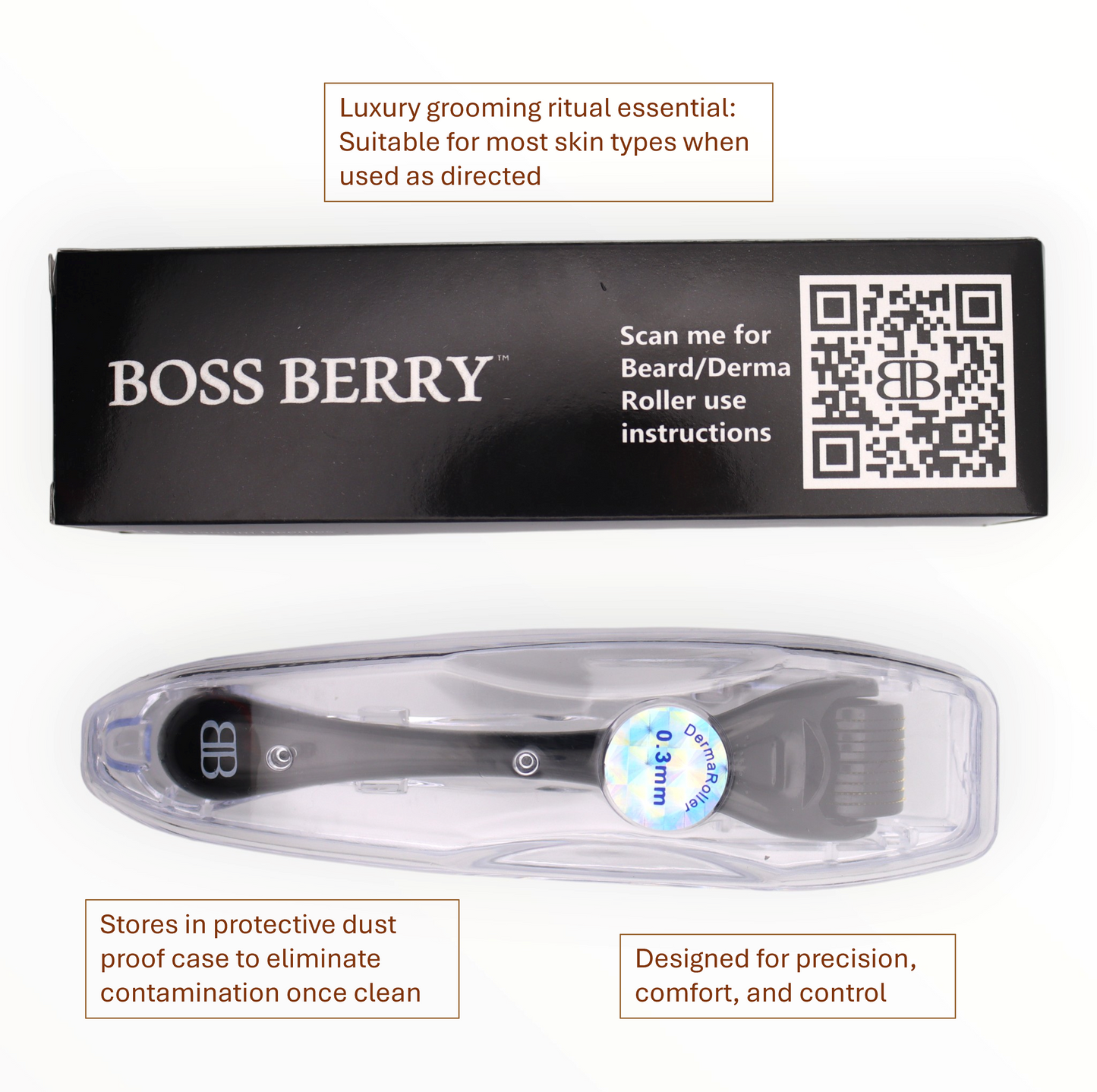 Best Luxury Beard Derma Roller and Box for Men | BOSS BERRY