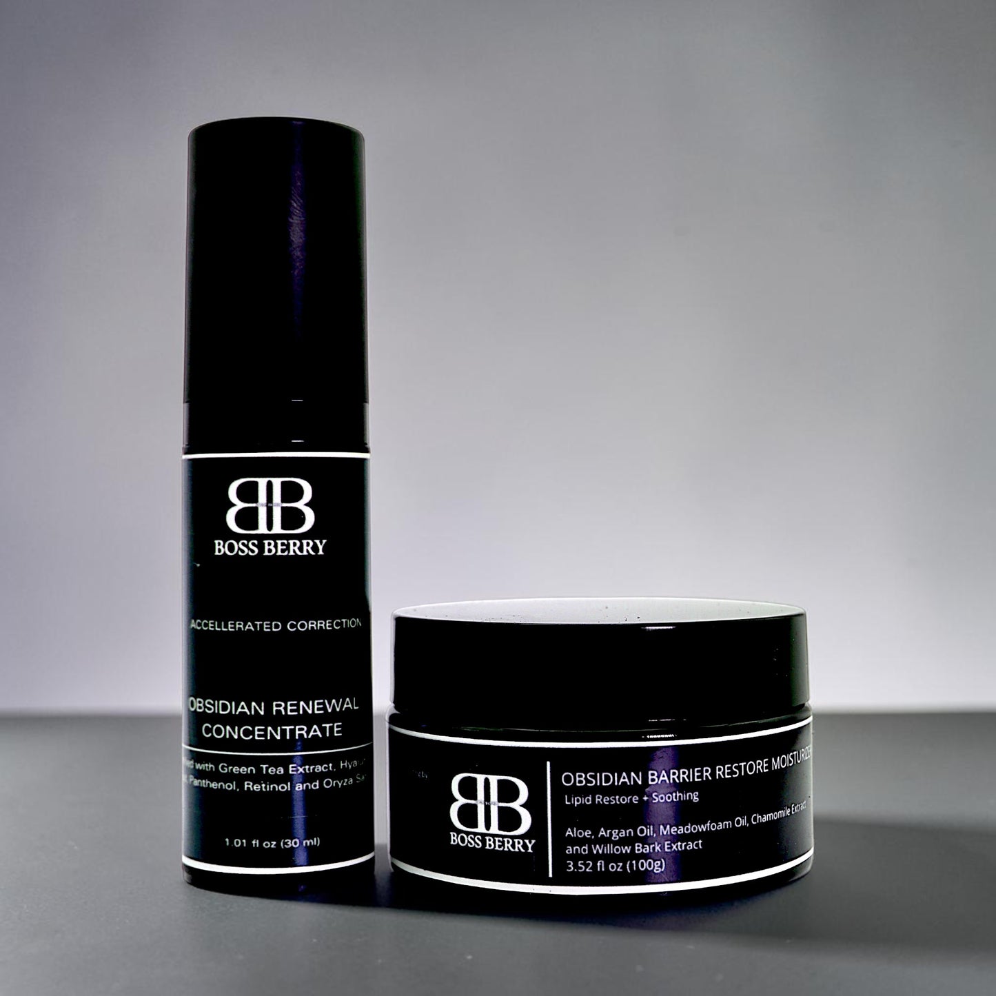 Obsidian Renewal Concentrate and Obsidian Barrier Restore Moisturizer