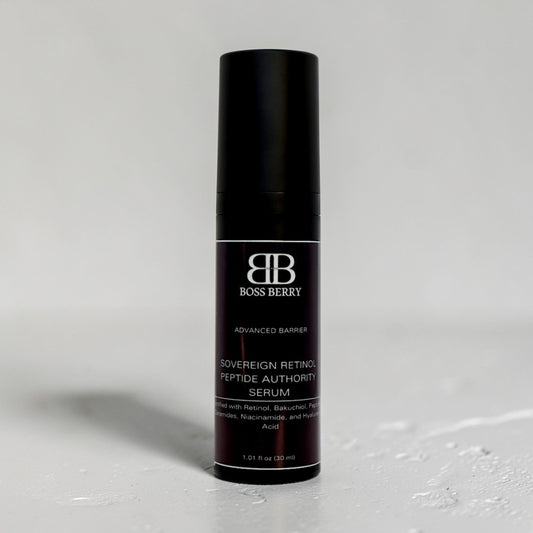 Sovereign Retinol Peptide Authority Serum on white slab