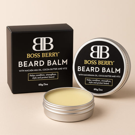 BOSS BERRY Beard Balm with Macadamia Oil, Cocoa Butter and Vitamin E 2 oz