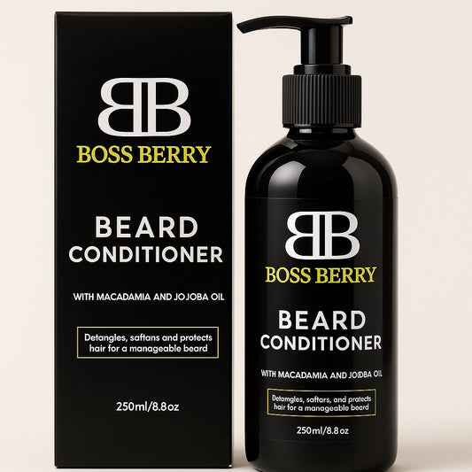 BOSS BERRY Beard Conditioner with Macadamia and Jojoba Oil, Front Side of Pack