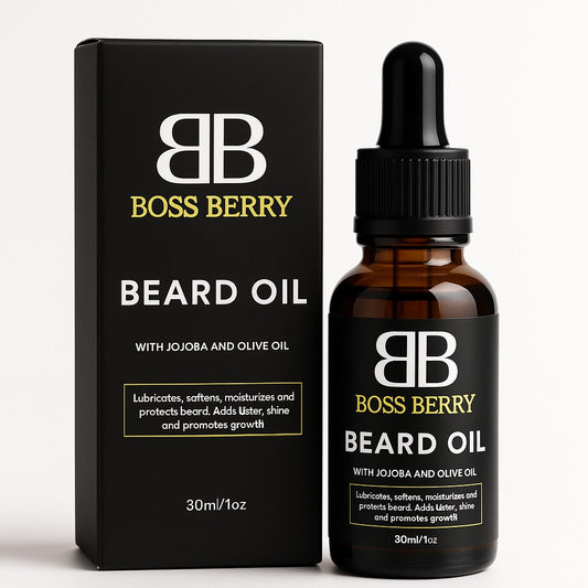 BOSS BERRY Beard Growth Oil for Men, Front Pack