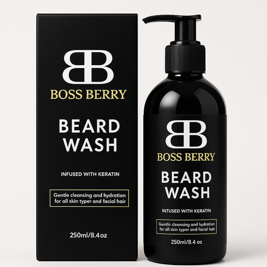 BOSS BERRY Beard Wash, Front Side of Pack